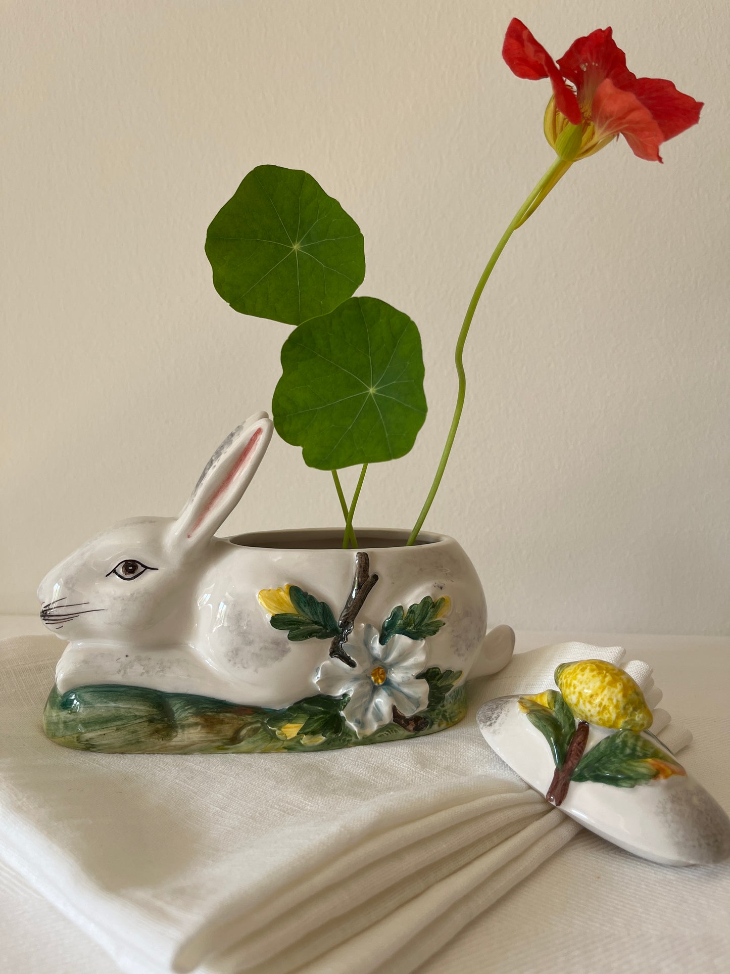 Hand Painted Ceramic Rabbit Tureen