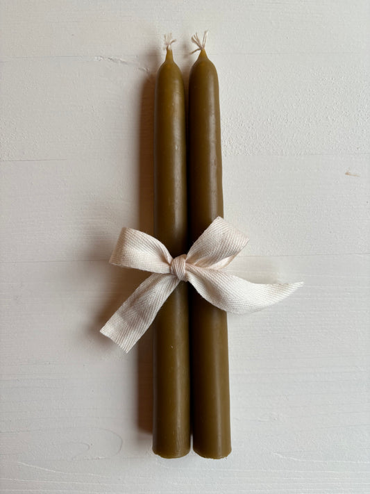 Natural Beeswax Taper Candles Set of Two