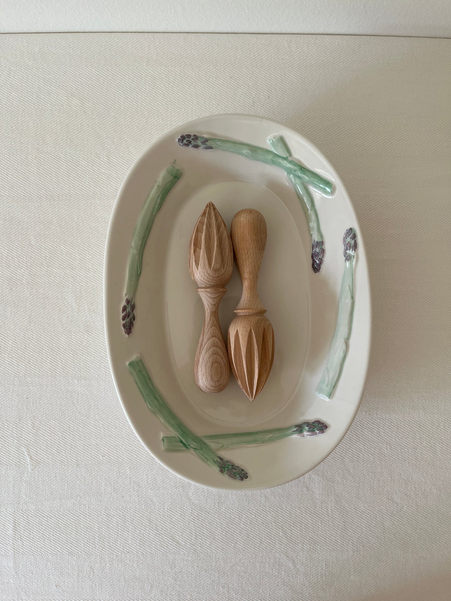 Oval Serving Platter with Asparagus Design