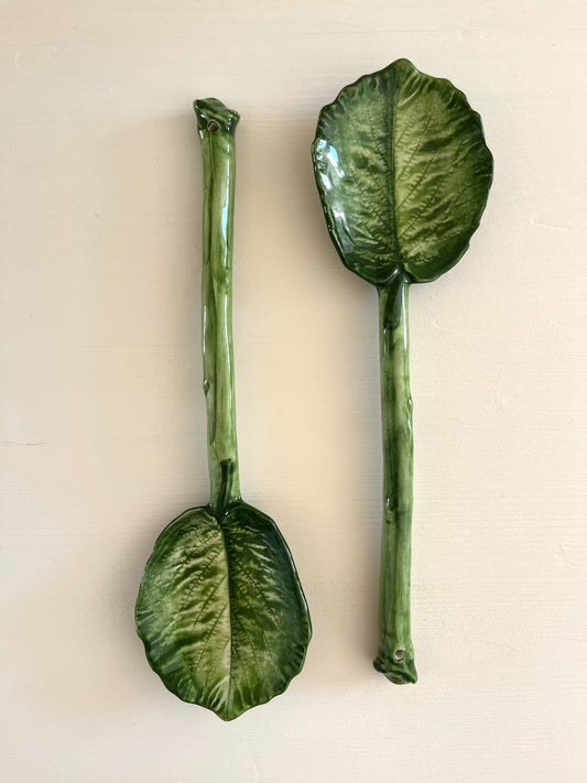 Green Leaf Serving Spoons